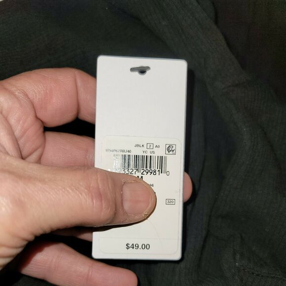 Guess Womens XS Charlie Ribbed Scoop Neck Tee Top Shirt Black form fitted NEW - Picture 2 of 2